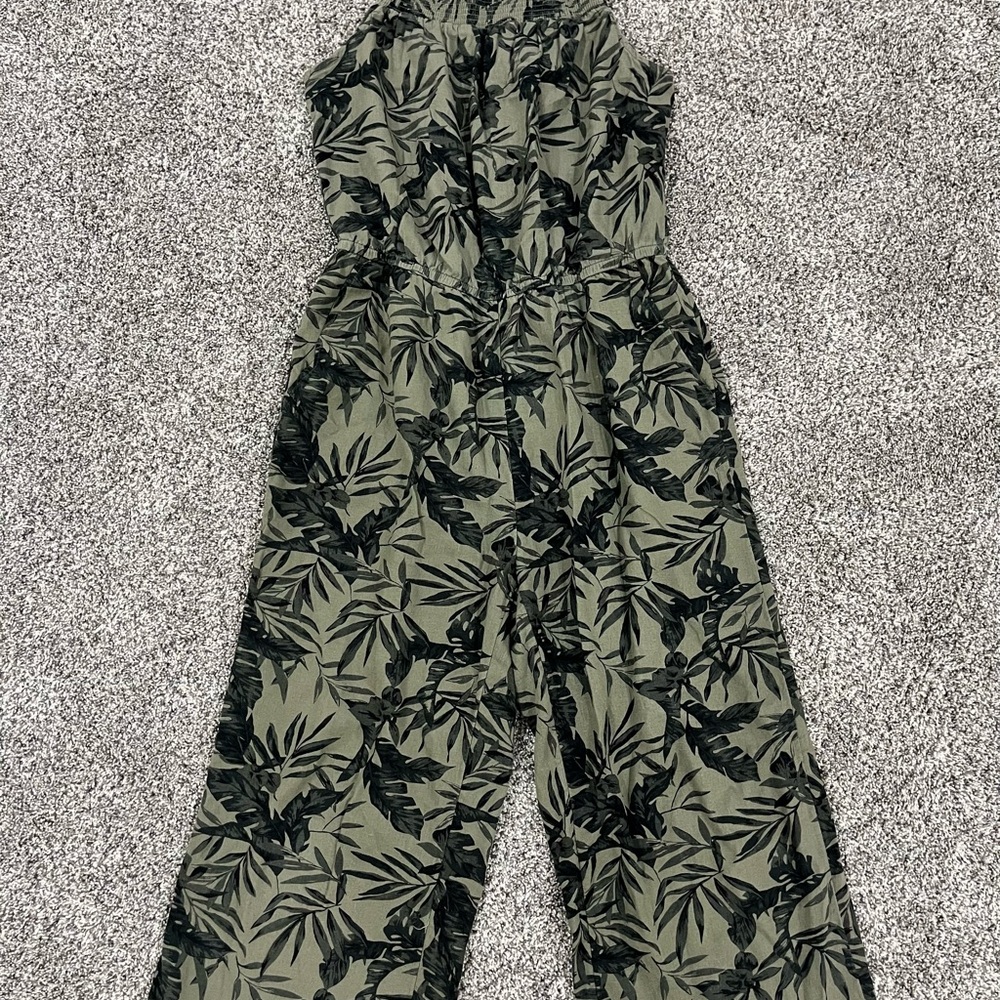 Old Navy Leaf Print Jumpsuit - Green and Black